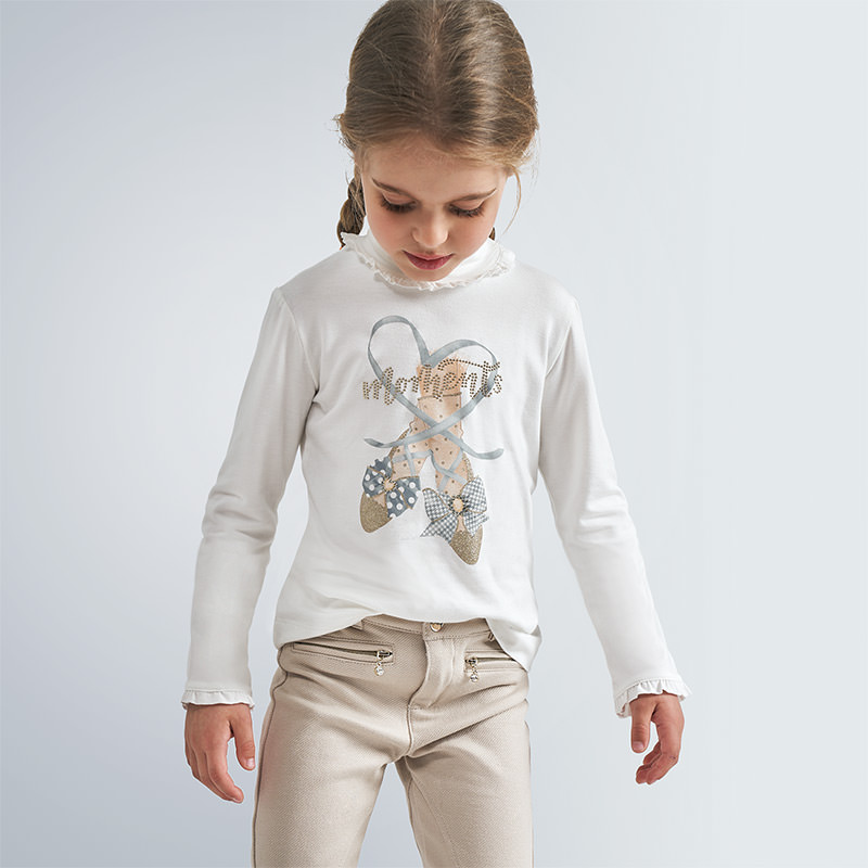 T-shirt MAYORAL per bambina modello a lupetto con volant - Dolci Emozioni  Moda
